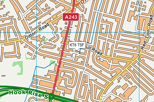 KT6 7SF map - OS VectorMap District (Ordnance Survey)