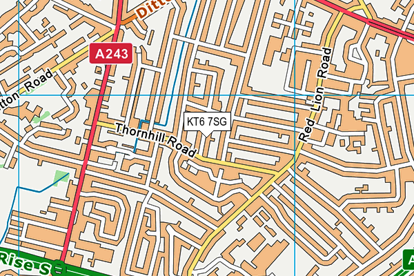 KT6 7SG map - OS VectorMap District (Ordnance Survey)