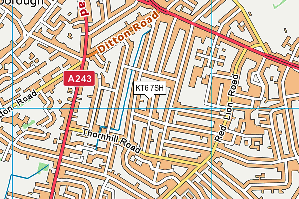 KT6 7SH map - OS VectorMap District (Ordnance Survey)