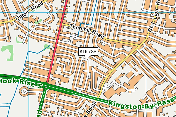 KT6 7SP map - OS VectorMap District (Ordnance Survey)