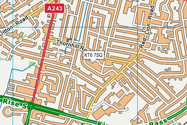 KT6 7SQ map - OS VectorMap District (Ordnance Survey)