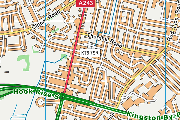 KT6 7SR map - OS VectorMap District (Ordnance Survey)