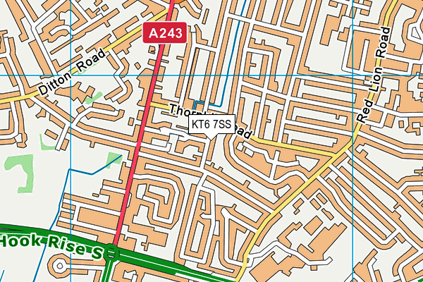 KT6 7SS map - OS VectorMap District (Ordnance Survey)