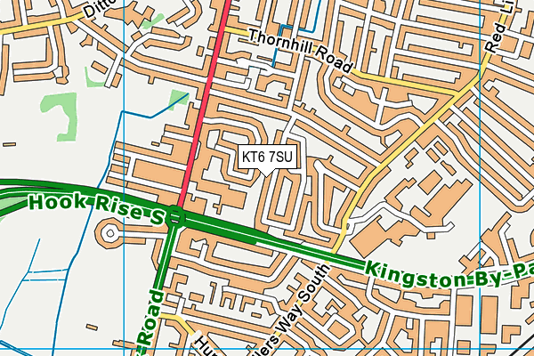 KT6 7SU map - OS VectorMap District (Ordnance Survey)