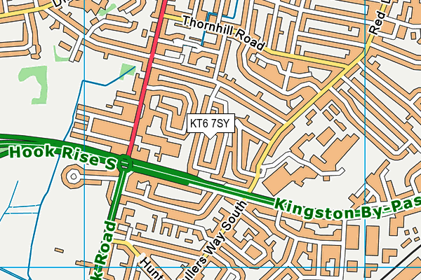 KT6 7SY map - OS VectorMap District (Ordnance Survey)