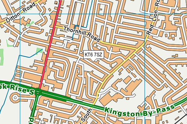 KT6 7SZ map - OS VectorMap District (Ordnance Survey)
