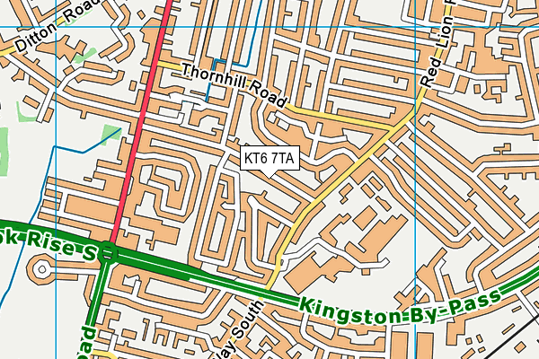 KT6 7TA map - OS VectorMap District (Ordnance Survey)