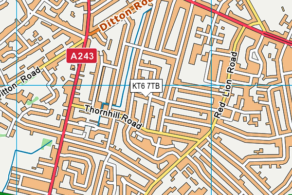 KT6 7TB map - OS VectorMap District (Ordnance Survey)