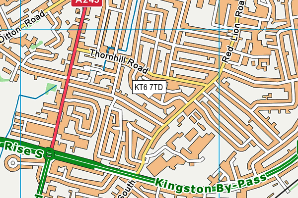 KT6 7TD map - OS VectorMap District (Ordnance Survey)