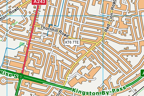 KT6 7TE map - OS VectorMap District (Ordnance Survey)
