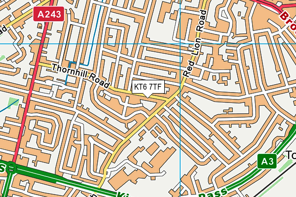 KT6 7TF map - OS VectorMap District (Ordnance Survey)