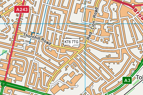 KT6 7TG map - OS VectorMap District (Ordnance Survey)