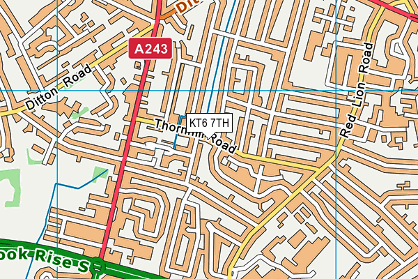 KT6 7TH map - OS VectorMap District (Ordnance Survey)