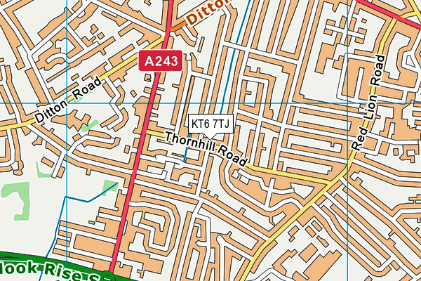 KT6 7TJ map - OS VectorMap District (Ordnance Survey)