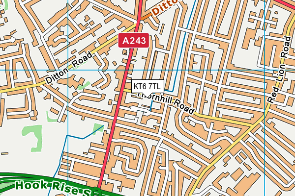 KT6 7TL map - OS VectorMap District (Ordnance Survey)