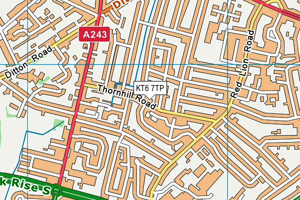 KT6 7TP map - OS VectorMap District (Ordnance Survey)