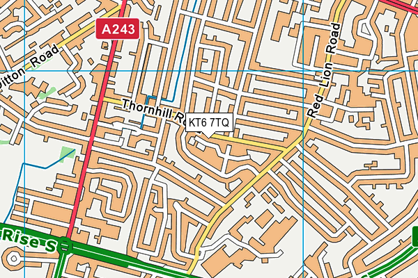 KT6 7TQ map - OS VectorMap District (Ordnance Survey)