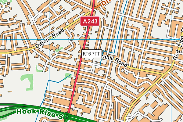 KT6 7TT map - OS VectorMap District (Ordnance Survey)