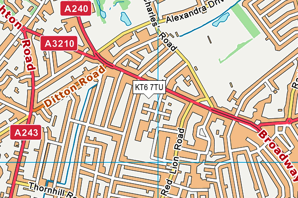 KT6 7TU map - OS VectorMap District (Ordnance Survey)