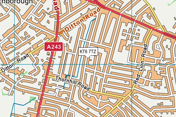 KT6 7TZ map - OS VectorMap District (Ordnance Survey)