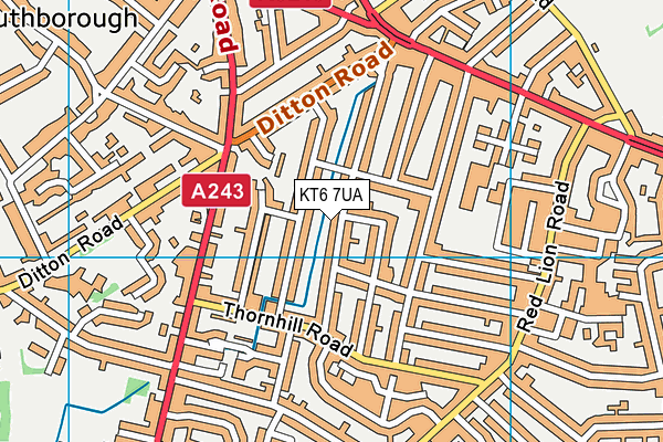 KT6 7UA map - OS VectorMap District (Ordnance Survey)