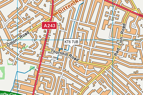 KT6 7UB map - OS VectorMap District (Ordnance Survey)