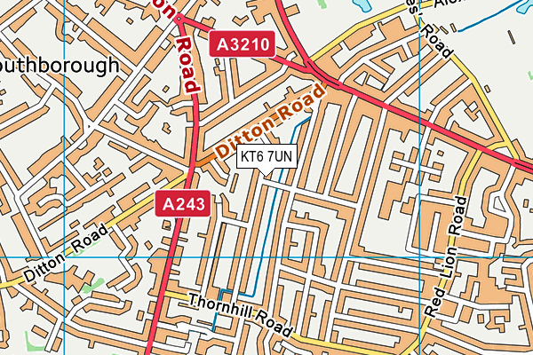 KT6 7UN map - OS VectorMap District (Ordnance Survey)