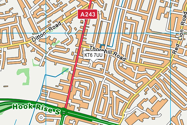 KT6 7UU map - OS VectorMap District (Ordnance Survey)