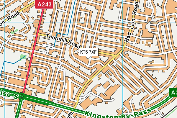 KT6 7XF map - OS VectorMap District (Ordnance Survey)