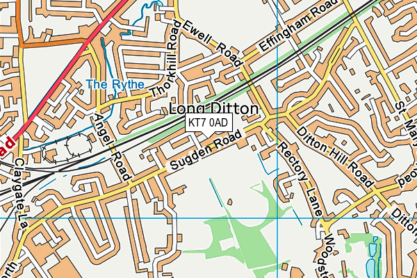 Long Ditton St Mary's CofE (Aided) Junior School map (KT7 0AD) - OS VectorMap District (Ordnance Survey)