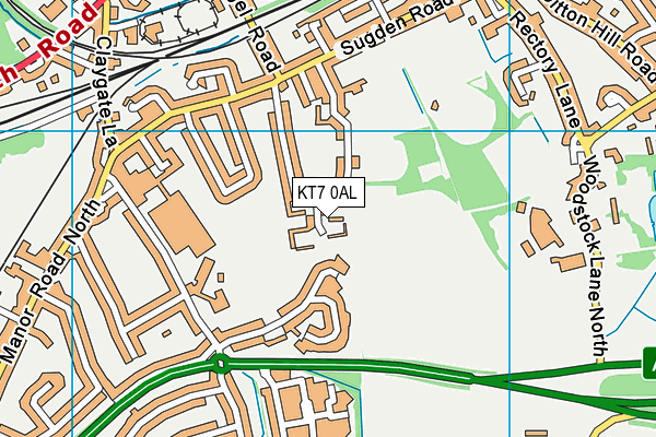 KT7 0AL map - OS VectorMap District (Ordnance Survey)