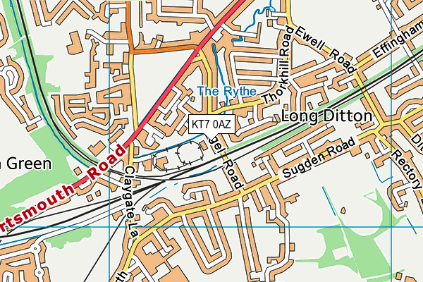 KT7 0AZ map - OS VectorMap District (Ordnance Survey)