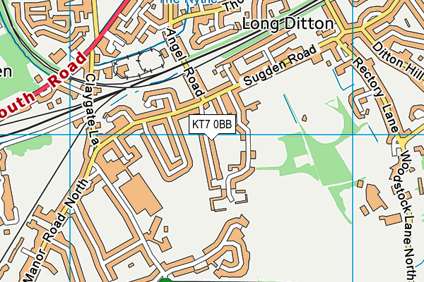 KT7 0BB map - OS VectorMap District (Ordnance Survey)