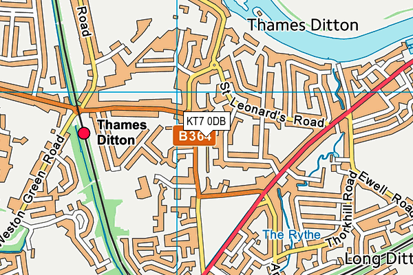KT7 0DB map - OS VectorMap District (Ordnance Survey)