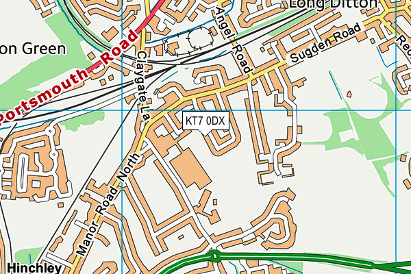 KT7 0DX map - OS VectorMap District (Ordnance Survey)