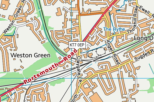 KT7 0EP map - OS VectorMap District (Ordnance Survey)