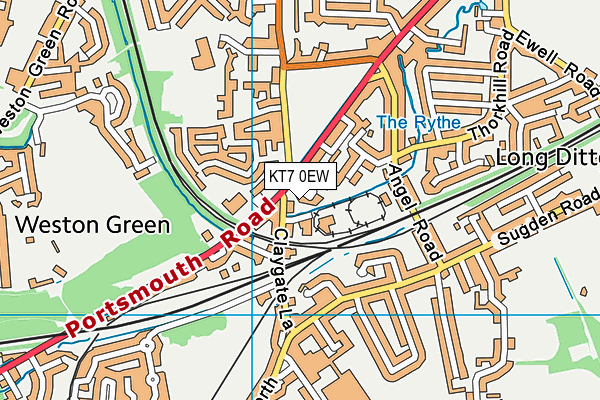 KT7 0EW map - OS VectorMap District (Ordnance Survey)