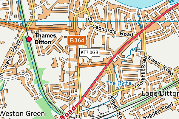 KT7 0GB map - OS VectorMap District (Ordnance Survey)