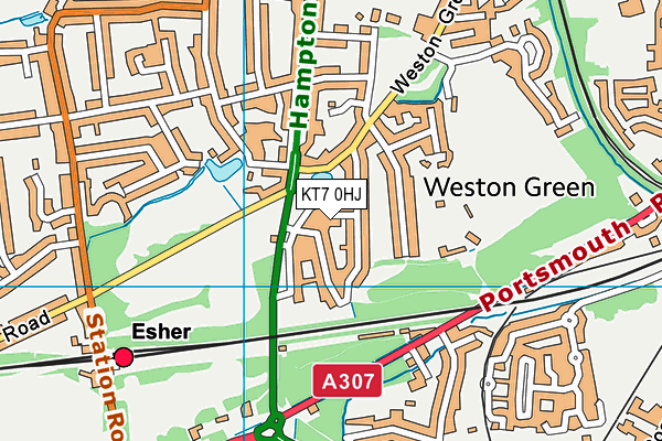 KT7 0HJ map - OS VectorMap District (Ordnance Survey)