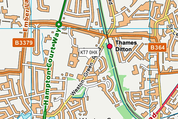 Thames Ditton Lawn Tennis Club map (KT7 0HX) - OS VectorMap District (Ordnance Survey)