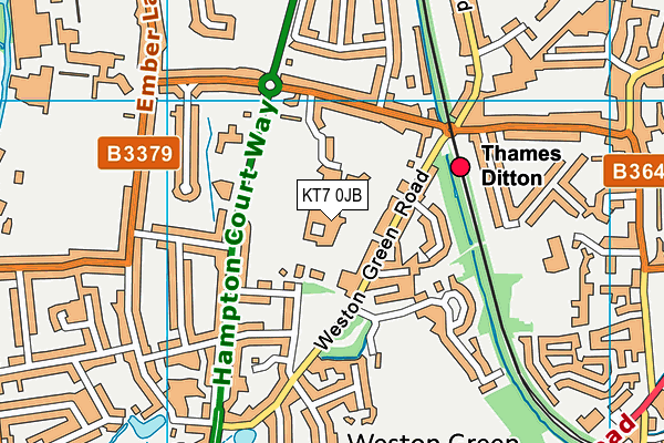 Esher Sixth Form College map (KT7 0JB) - OS VectorMap District (Ordnance Survey)