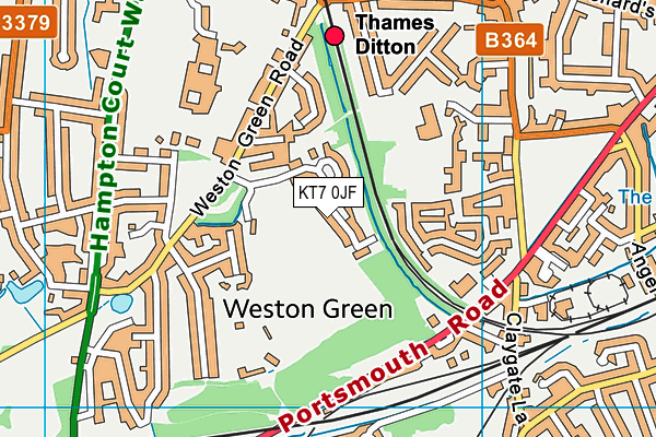 Weston Green map (KT7 0JF) - OS VectorMap District (Ordnance Survey)