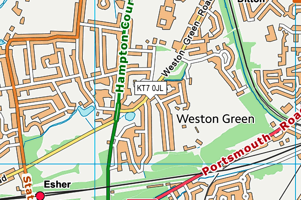 KT7 0JL map - OS VectorMap District (Ordnance Survey)