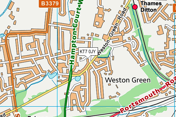 KT7 0JY map - OS VectorMap District (Ordnance Survey)