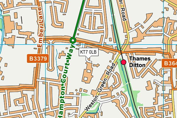 KT7 0LB map - OS VectorMap District (Ordnance Survey)
