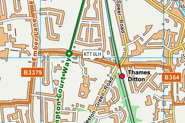KT7 0LH map - OS VectorMap District (Ordnance Survey)