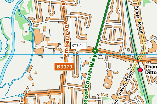 KT7 0LJ map - OS VectorMap District (Ordnance Survey)