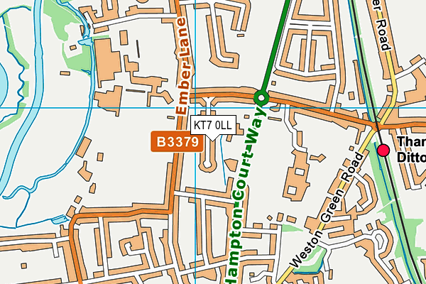 KT7 0LL map - OS VectorMap District (Ordnance Survey)