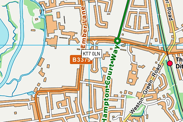 KT7 0LN map - OS VectorMap District (Ordnance Survey)