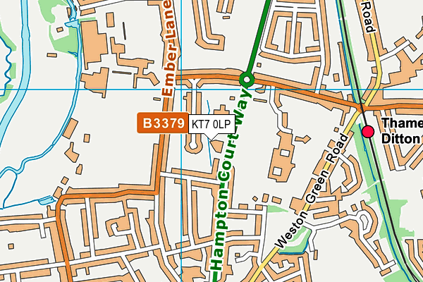 KT7 0LP map - OS VectorMap District (Ordnance Survey)